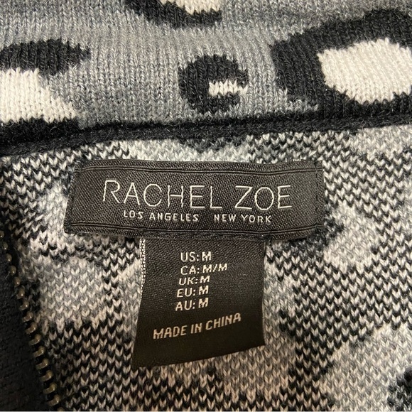 Rachel Zoe Ladies Sweater Cardigan Full Zip Animal Print Medium - Picture 9 of 10